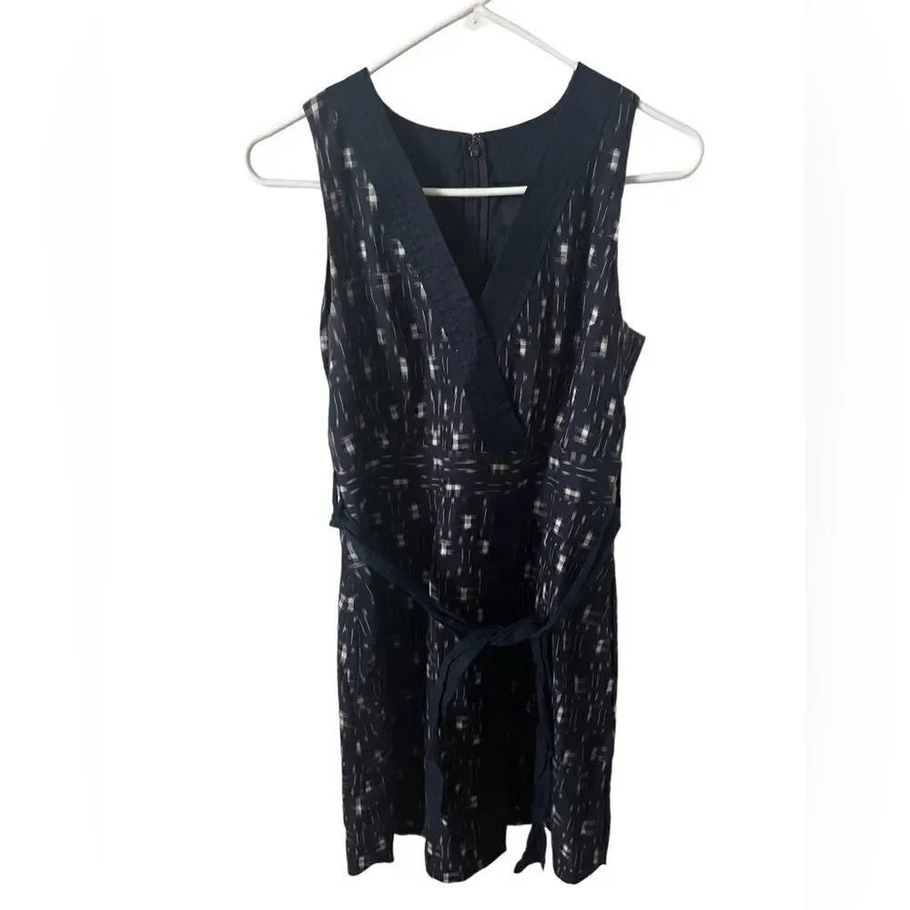 J Crew IKat Dark Blue Faux Wrap Dress Size 2